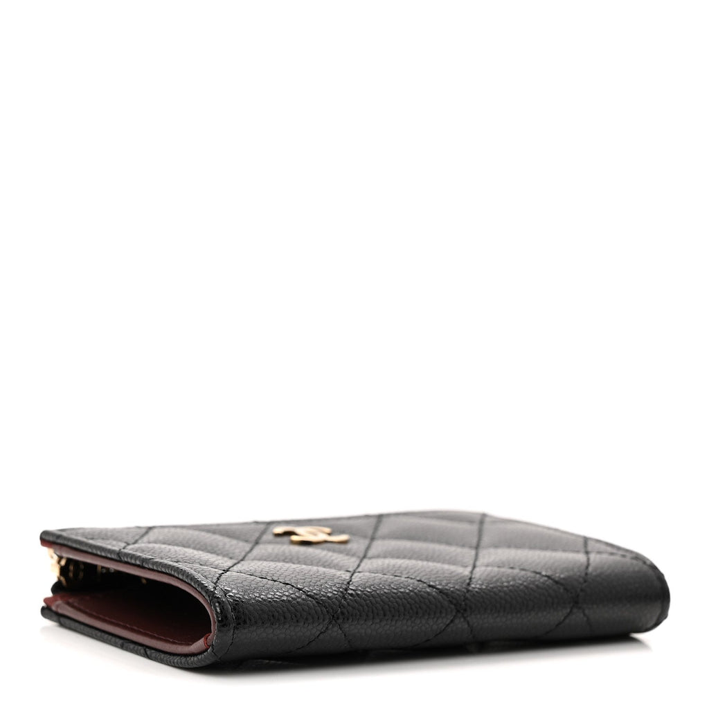 Caviar Quilted Zipped Key Holder Case Black