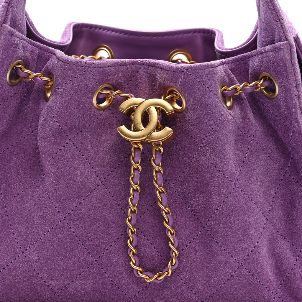 Chanel Suede Quilted Mini Chanel 25 Handbag Purple