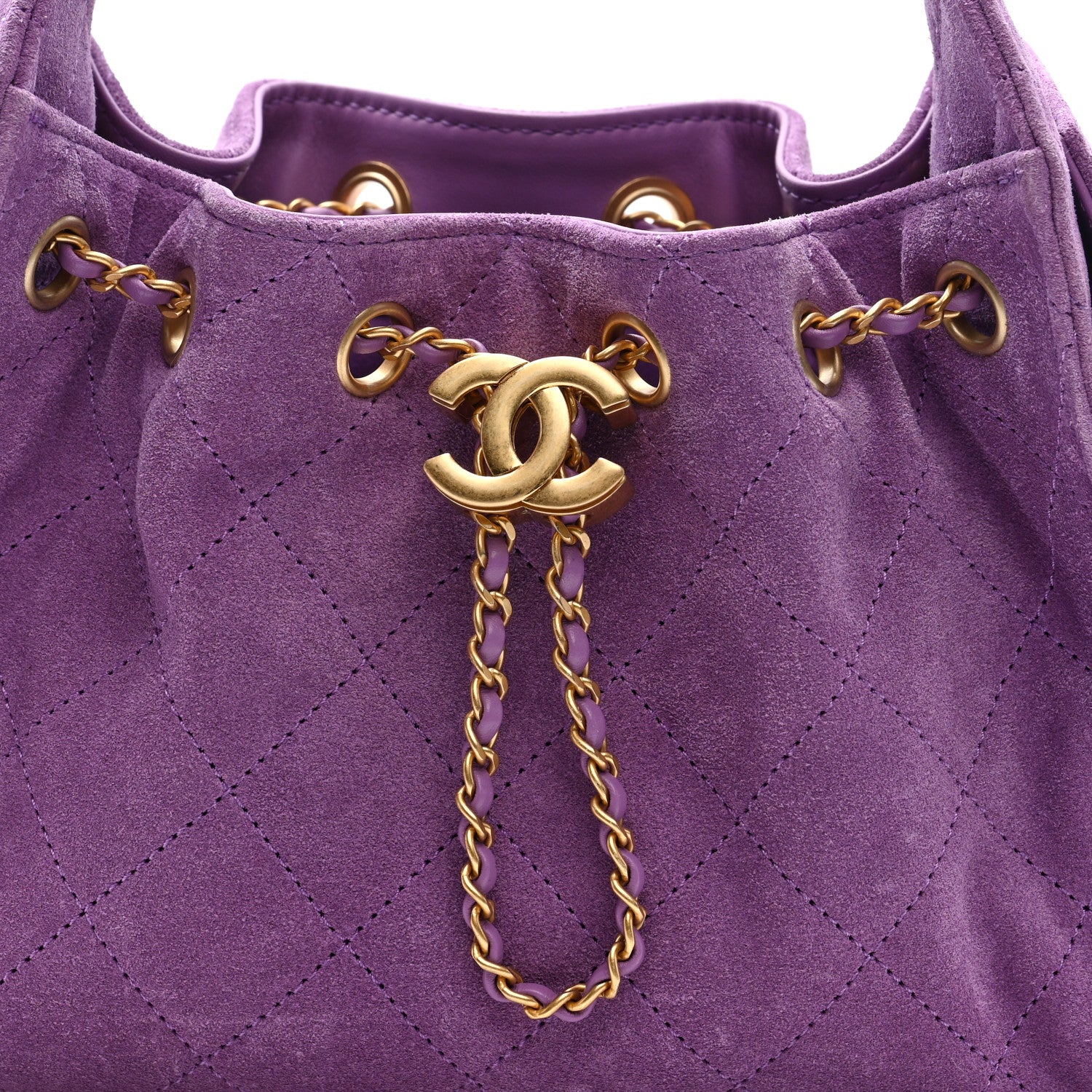 Chanel Suede Quilted Mini Chanel 25 Handbag Purple