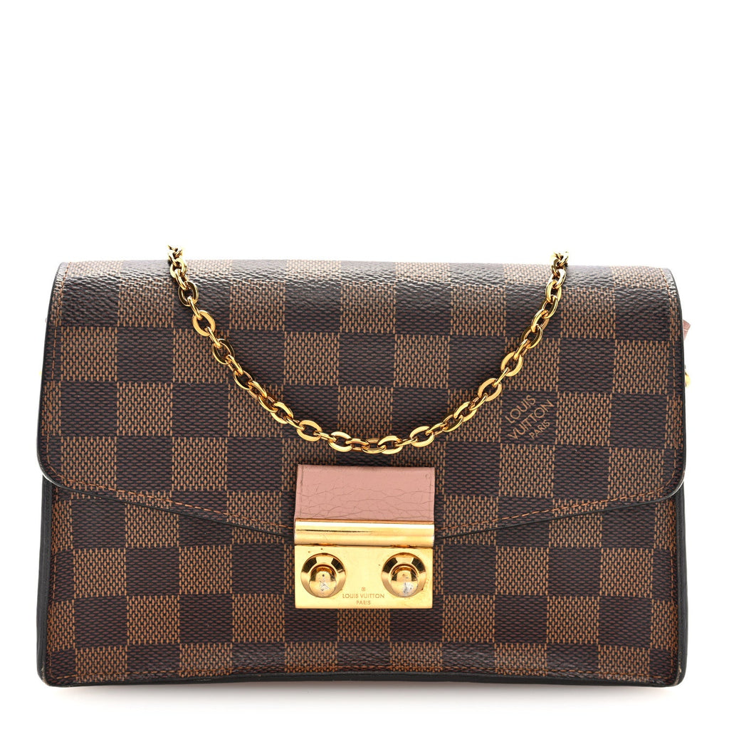 Louis Vuitton Damier Ebene Croisette Chain Wallet Magnolia
