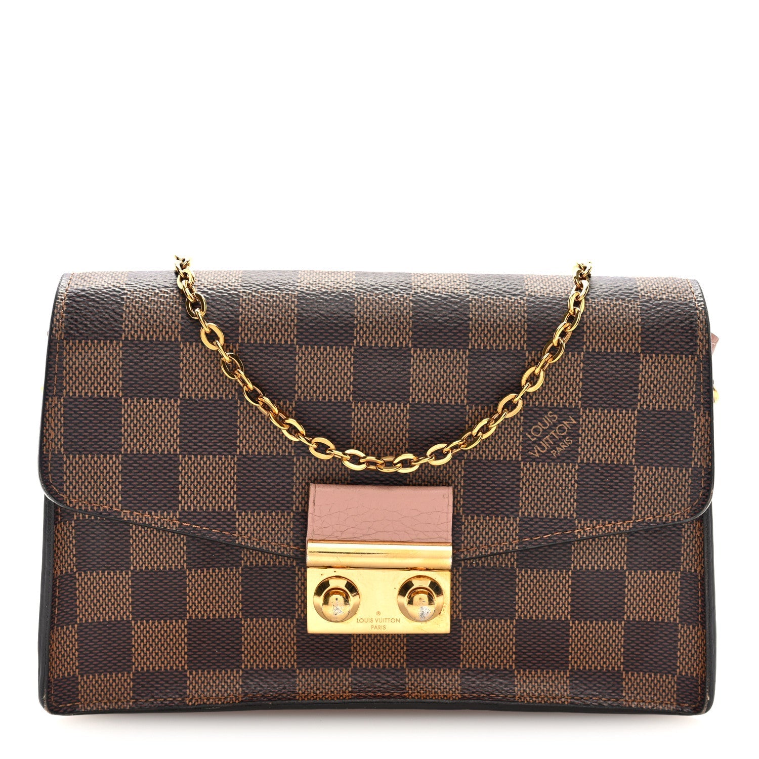 Louis Vuitton Damier Ebene Croisette Chain Wallet Magnolia