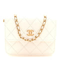 Chanel Lambskin Quilted Pearl Crush Clutch With Chain White