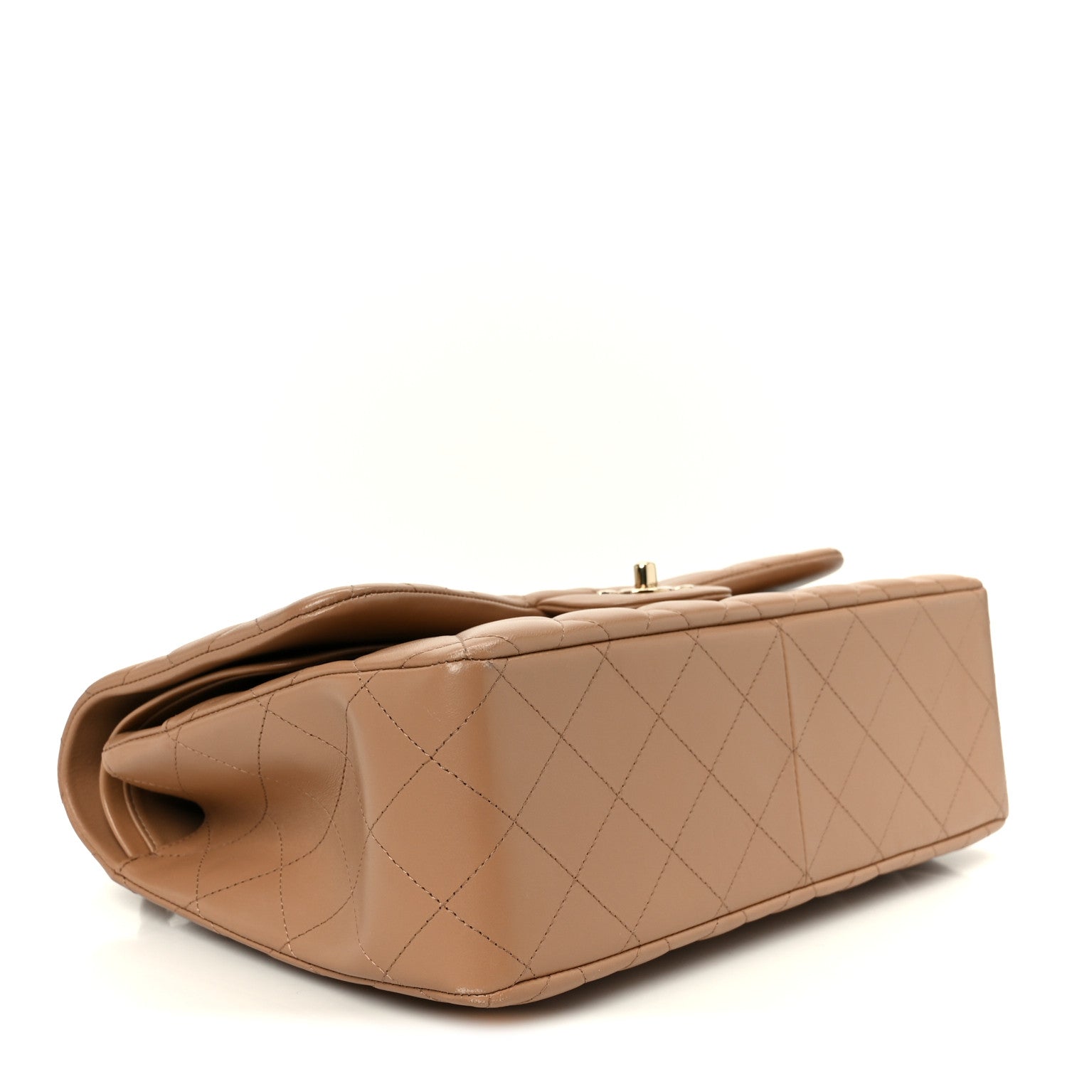 Chanel Lambskin Quilted Jumbo Double Flap Dark Beige