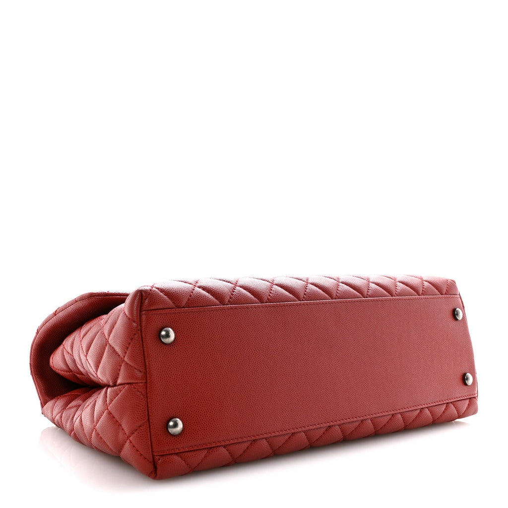 Chanel Caviar Quilted Medium Coco Handle Flap Red