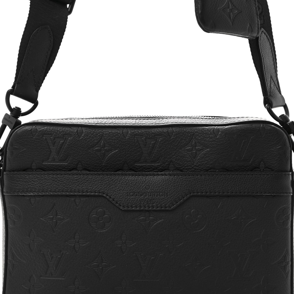 Louis Vuitton Calfskin Monogram Shadow Trio Messenger Black