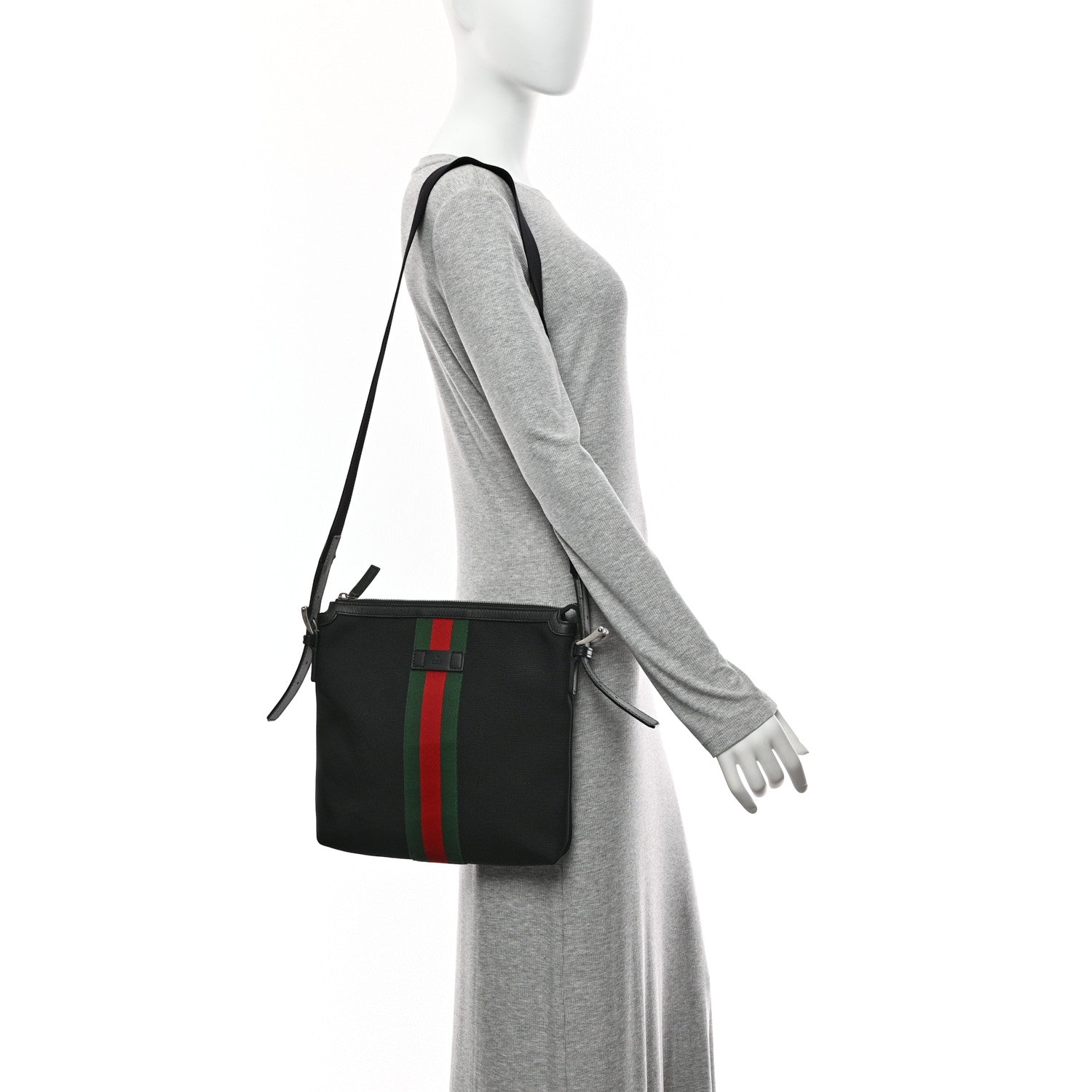 Gucci Techno Canvas Web Messenger Bag Black
