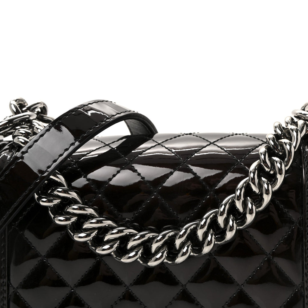 Chanel Patent Calfskin Quilted Small Boy Flap Black