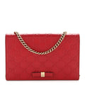 Gucci Guccissima Signature Bowy Chain Wallet Hibiscus Red