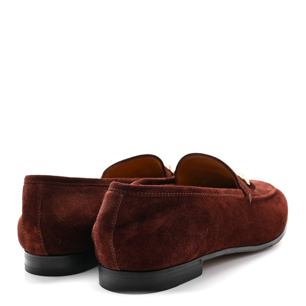 Gucci Suede Horsebit Womens Jordaan Loafers 38.5 Brown