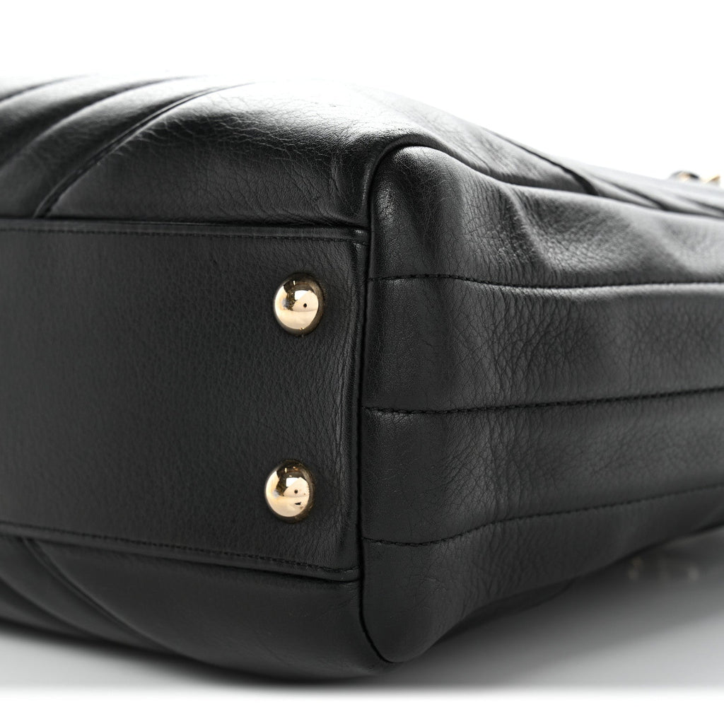 Chanel Calfskin Chevron Quilted Statement Shopping Tote Black