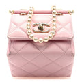 Chanel Lambskin Quilted Pearl Pyramid Clutch With Chain Pink