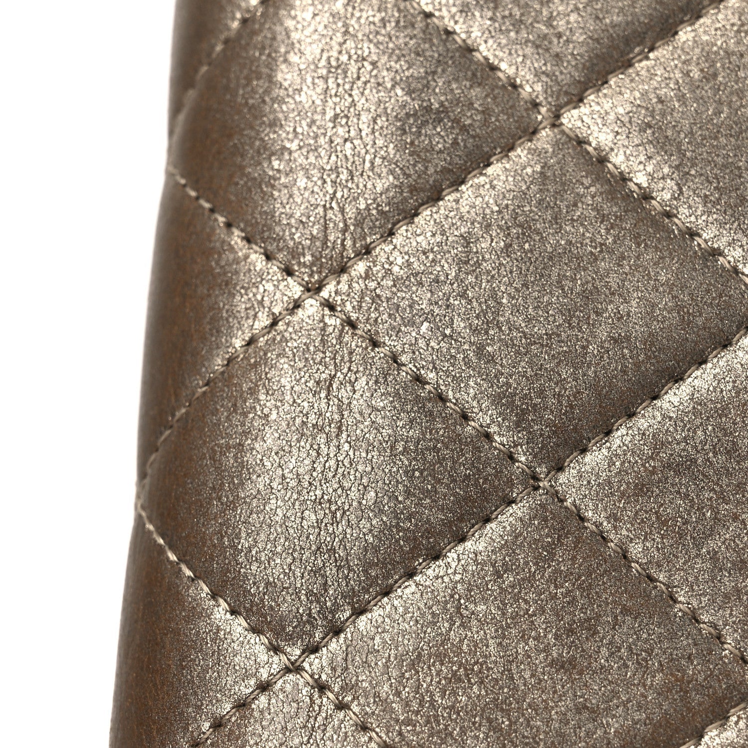 Iridescent Calfskin Quilted Boy Flap Wallet Dark Gold