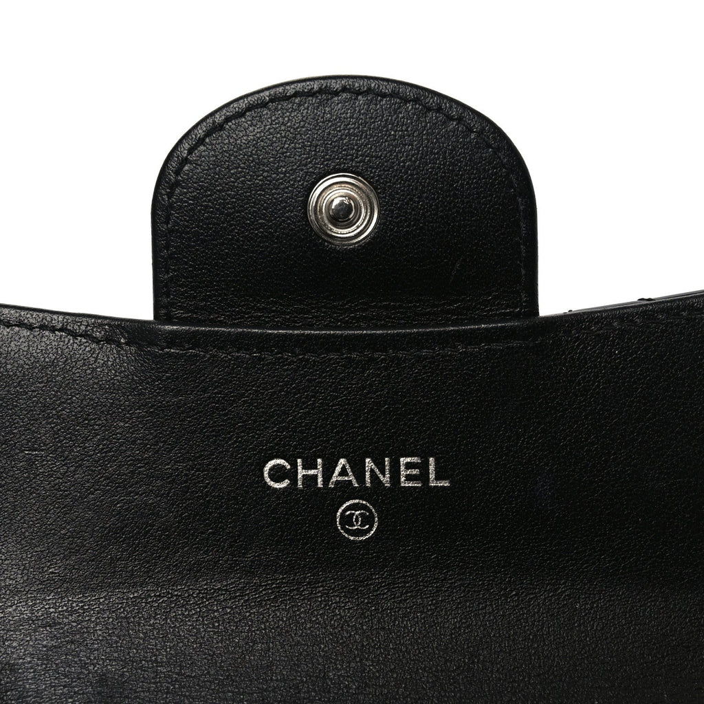 Patent Quilted Reissue Flap Card Holder Wallet So Black