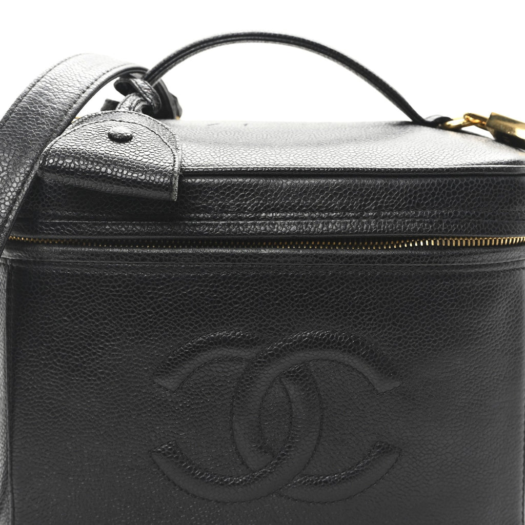 Chanel Caviar CC Vanity Train Case Black