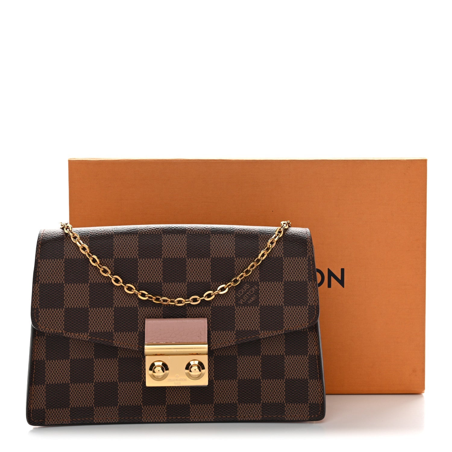 Louis Vuitton Damier Ebene Croisette Chain Wallet Magnolia