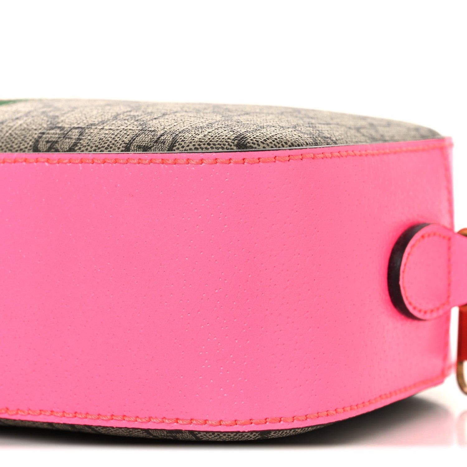 Gucci GG Supreme Monogram Textured Dollar Calfskin Web Ophidia Small Crossbody Bag Beige Ebony Fuchsia