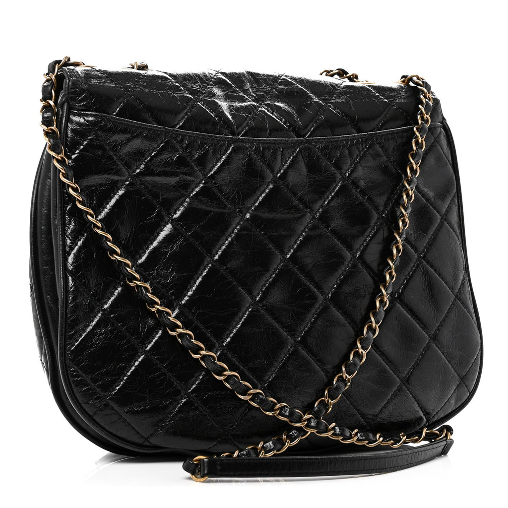 Chanel Glazed Calfskin Quilted Medium Bubble CC Flap Black