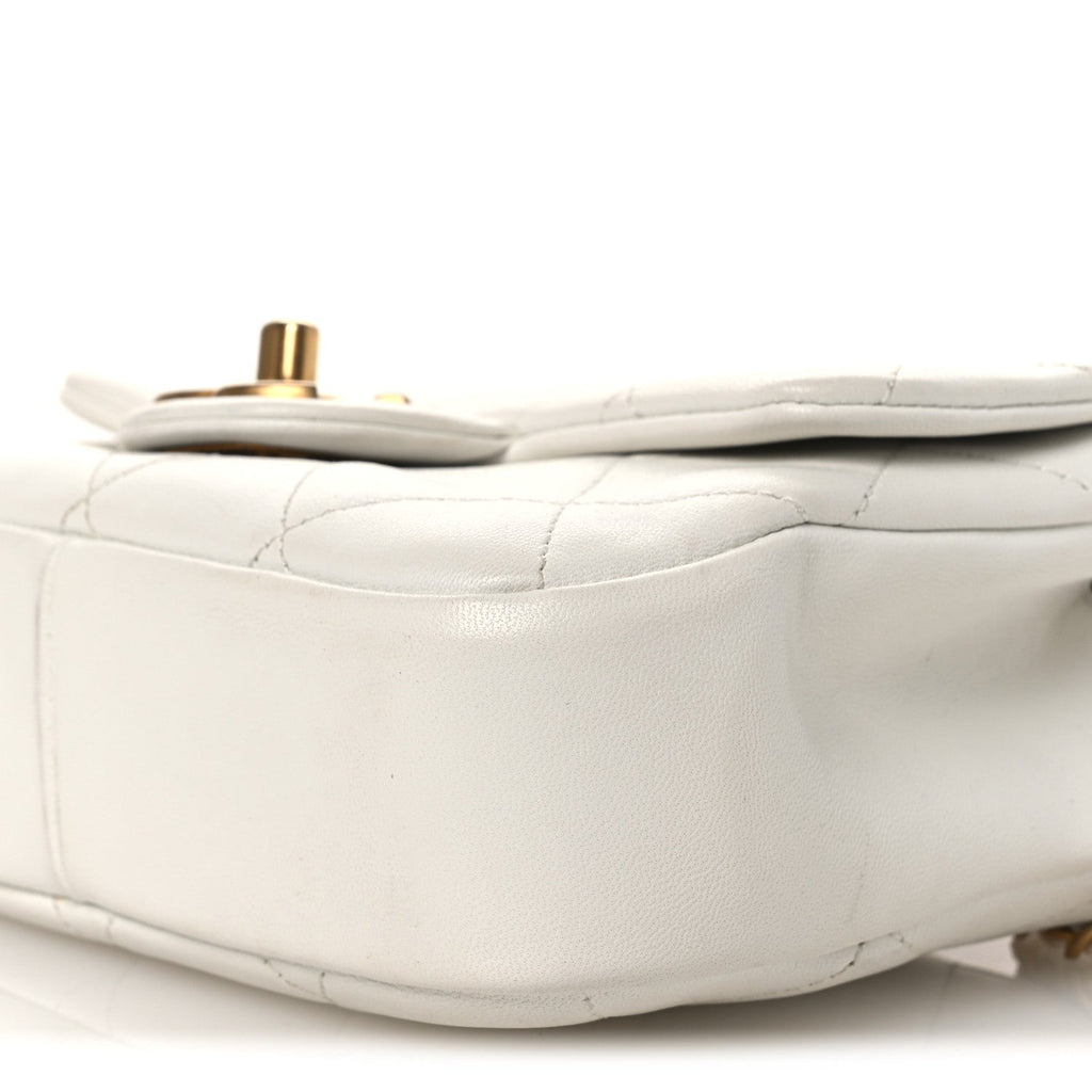 Chanel Lambskin Quilted Small Circular Handle Bag White