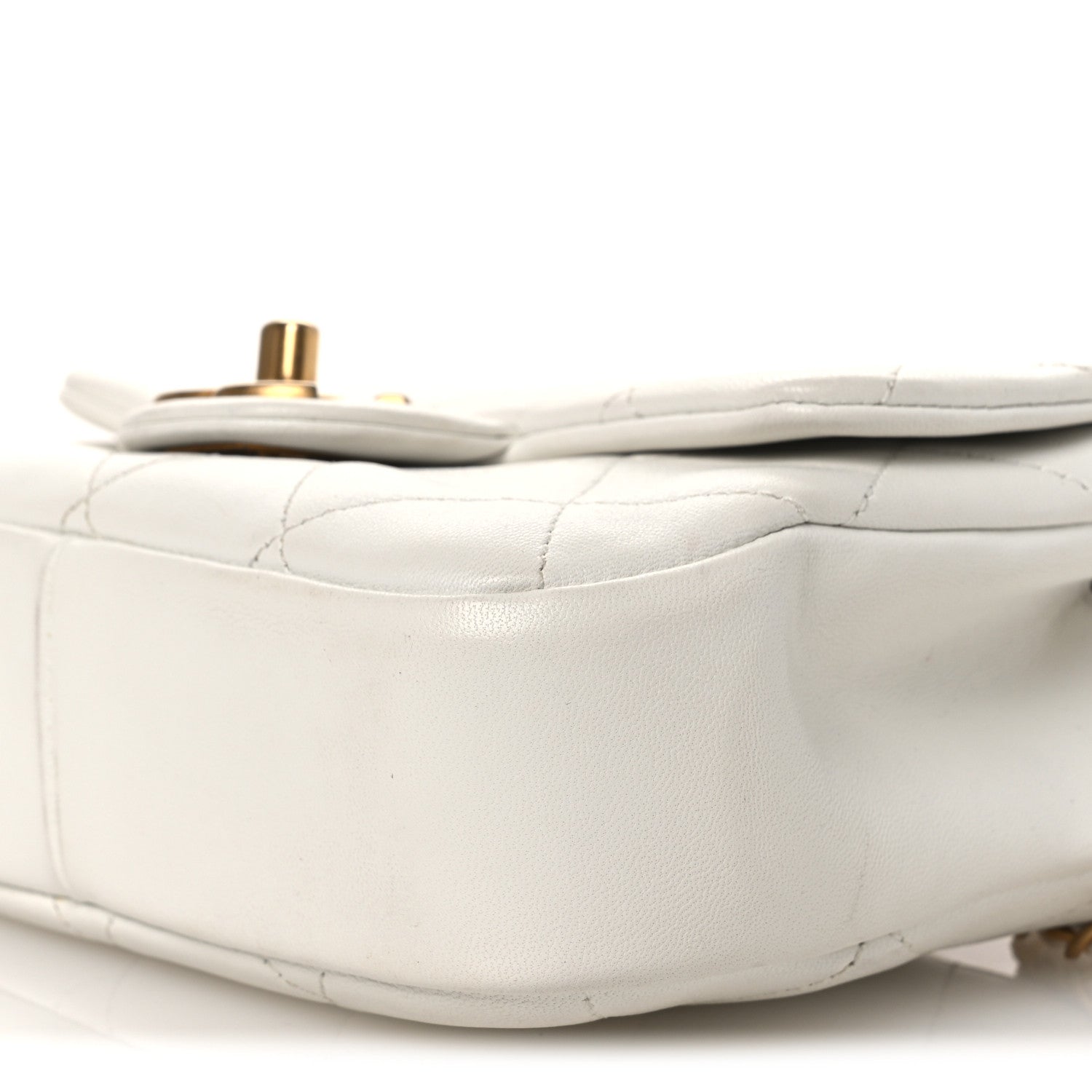 Chanel Lambskin Quilted Small Circular Handle Bag White