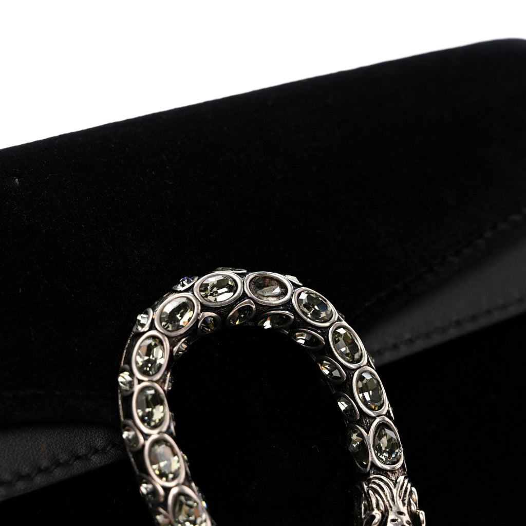 Gucci Suede Super Mini Dionysus Shoulder Bag Black