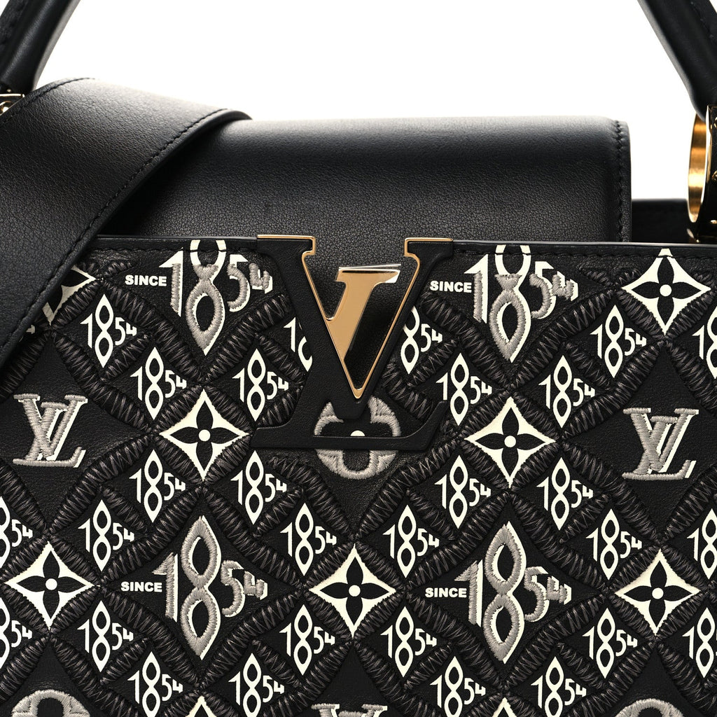 Louis Vuitton Calfskin Since 1854 Embroidered Capucines PM Black