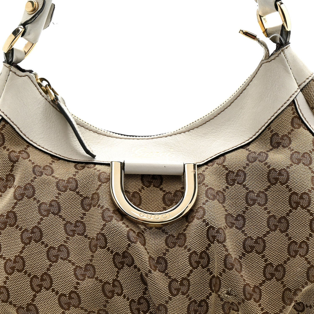 Gucci Monogram Medium D Gold Ring Hobo White