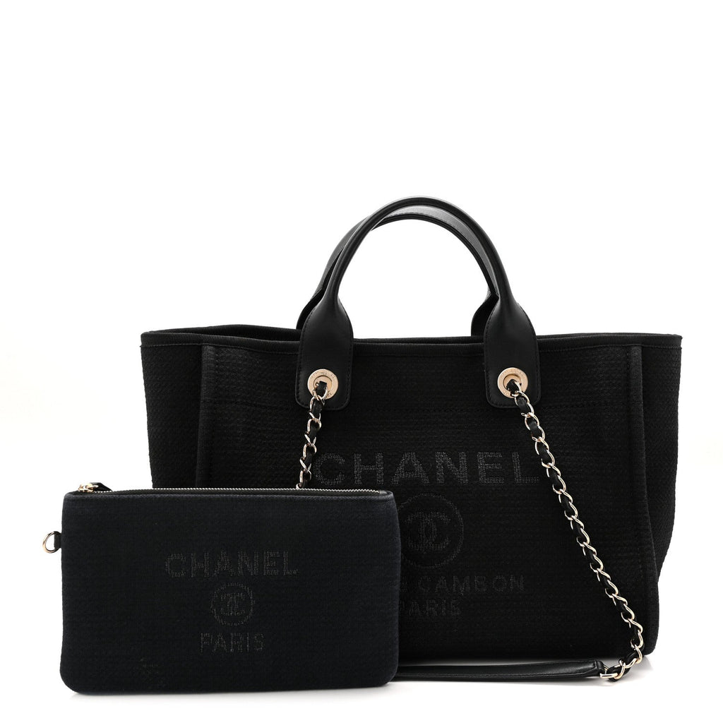 Chanel Mixed Fibers Small Deauville Tote Black
