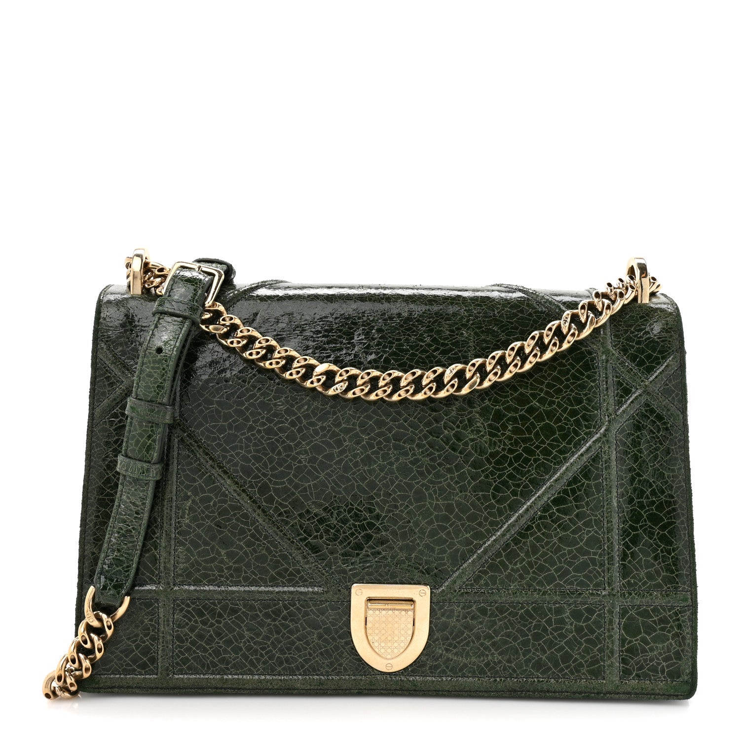 Christian Dior Ceramic Effect Deerskin Large Diorama Flap Bag Malachite Green