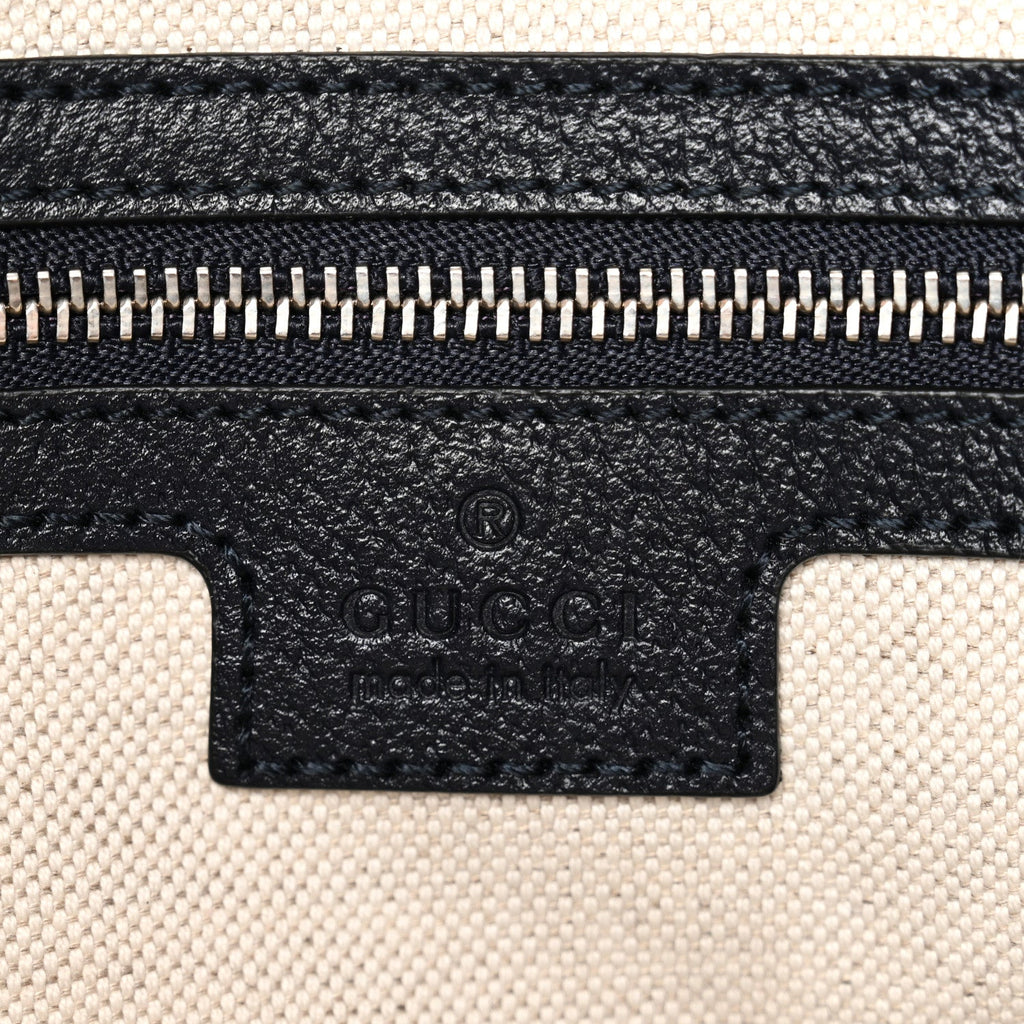 Gucci GG Supreme Monogram Textured Calfskin Web Large Attache Shoulder Bag Beige Blue