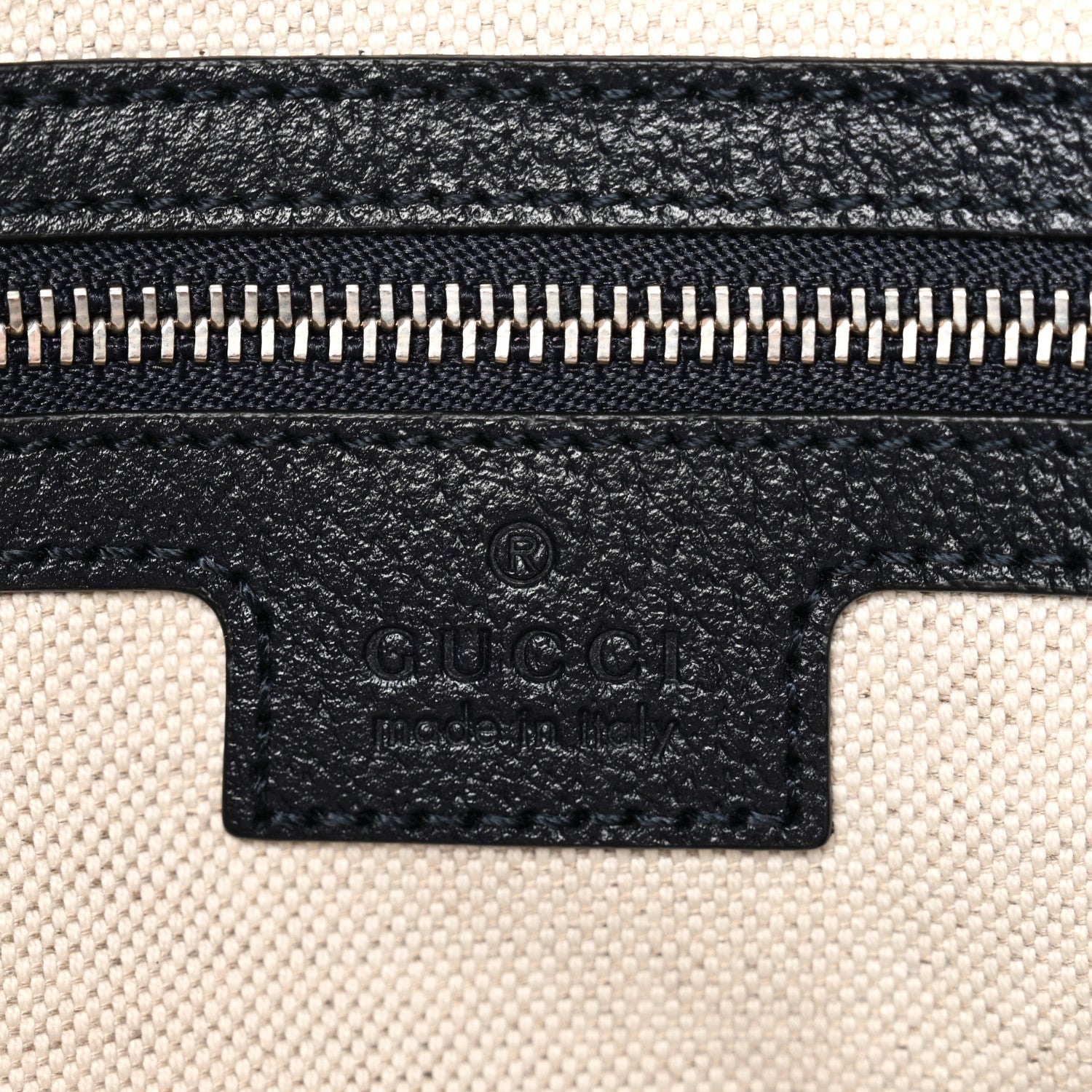 Gucci GG Supreme Monogram Textured Calfskin Web Large Attache Shoulder Bag Beige Blue
