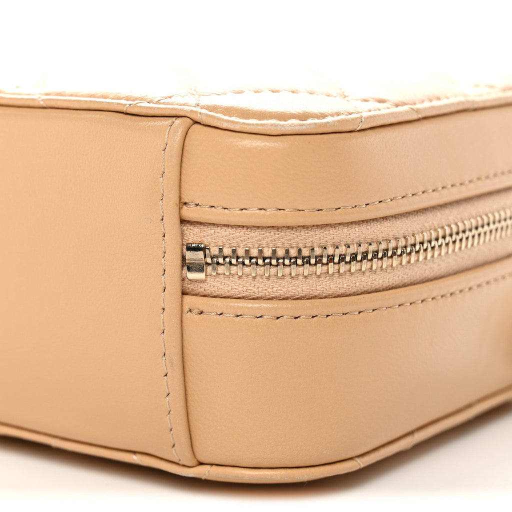 Chanel Lambskin Quilted CC Pearl Crush Camera Case Beige