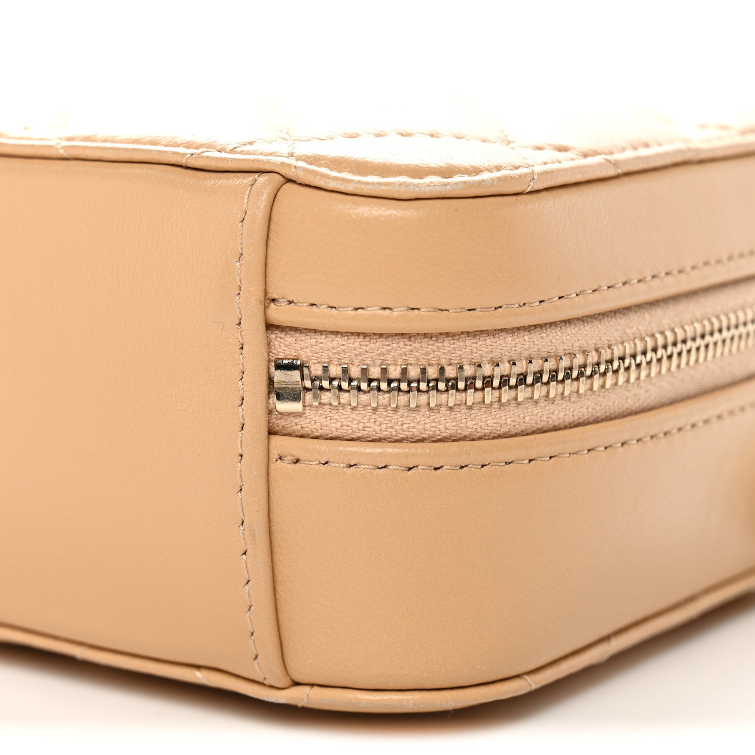 Chanel Lambskin Quilted CC Pearl Crush Camera Case Beige