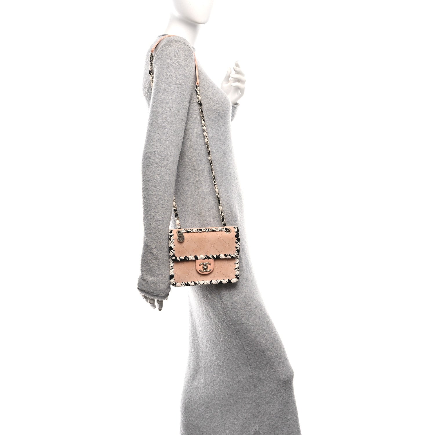 Chanel Suede Calfskin Braided Mini My Own Frame Flap Beige