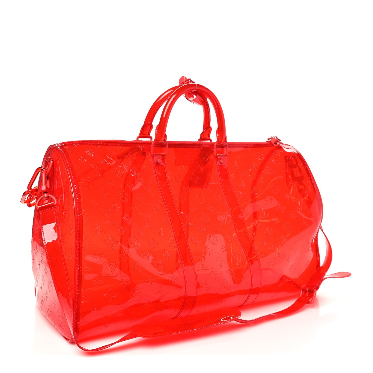 Louis Vuitton PVC Monogram Keepall Bandouliere 50 Grenadine Red