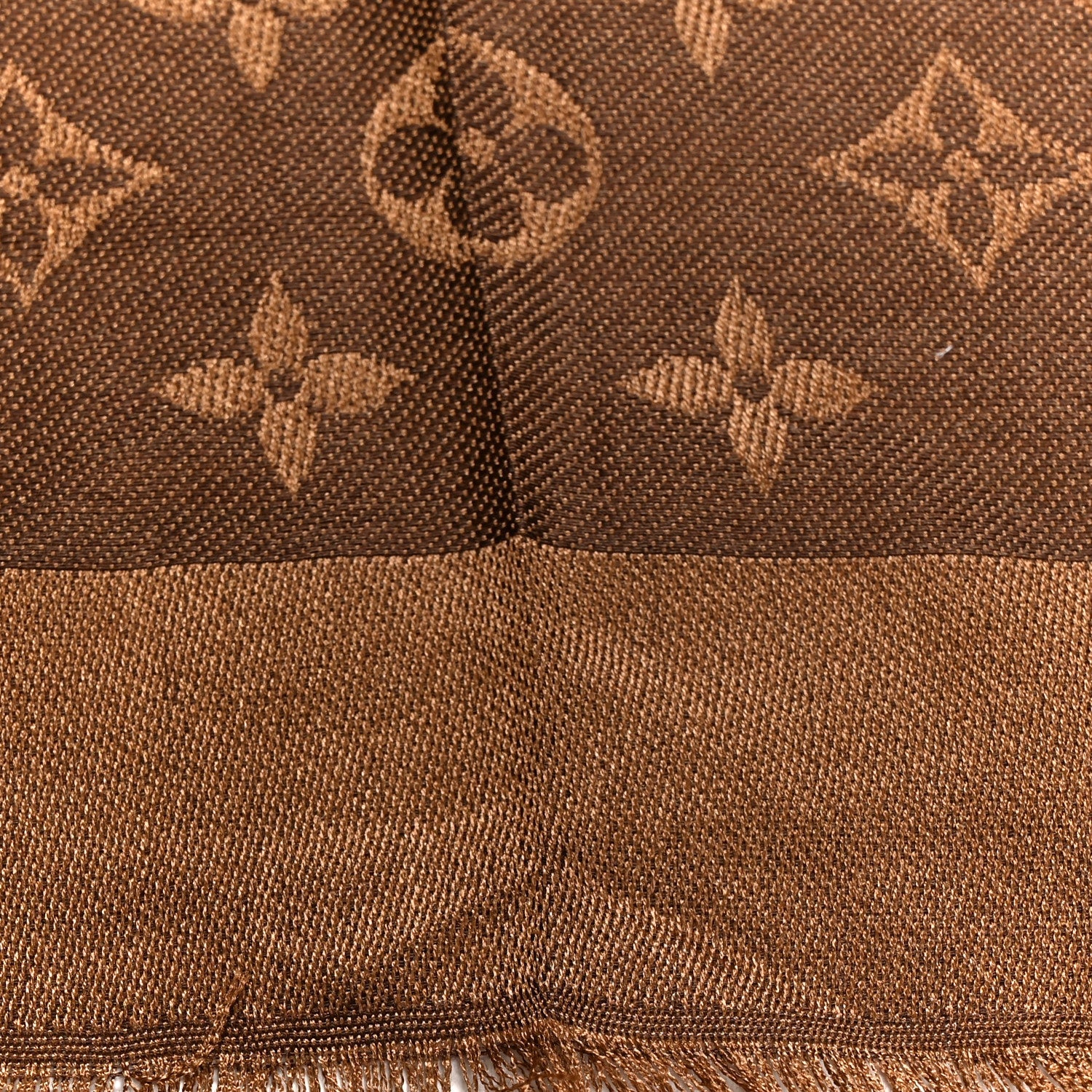 Louis Vuitton Wool Silk Monogram Denim Shawl Brown