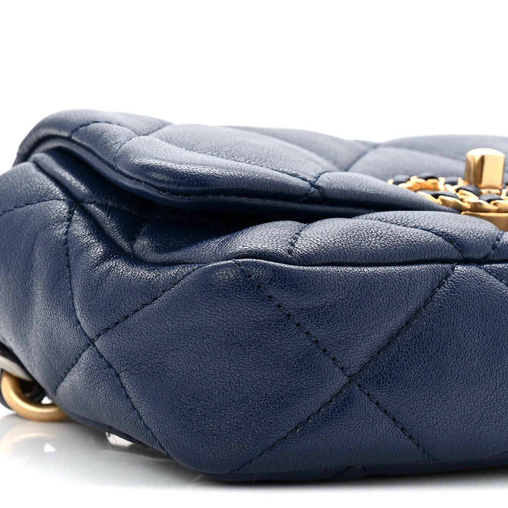 Chanel Goatskin Quilted Chanel 19 Waist Bag Dark Blue