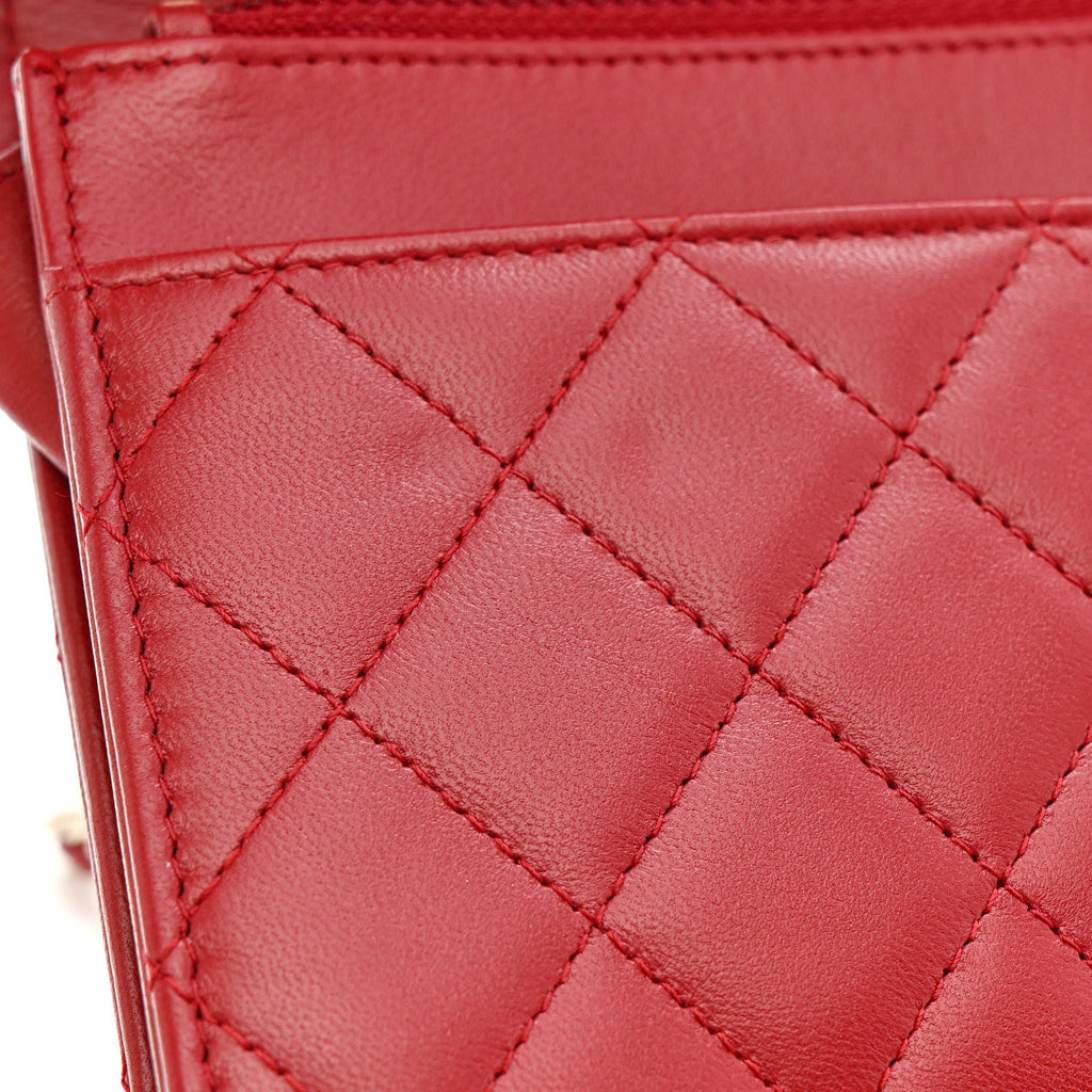 Chanel Lambskin Quilted Trendy CC Wallet On Chain WOC Red