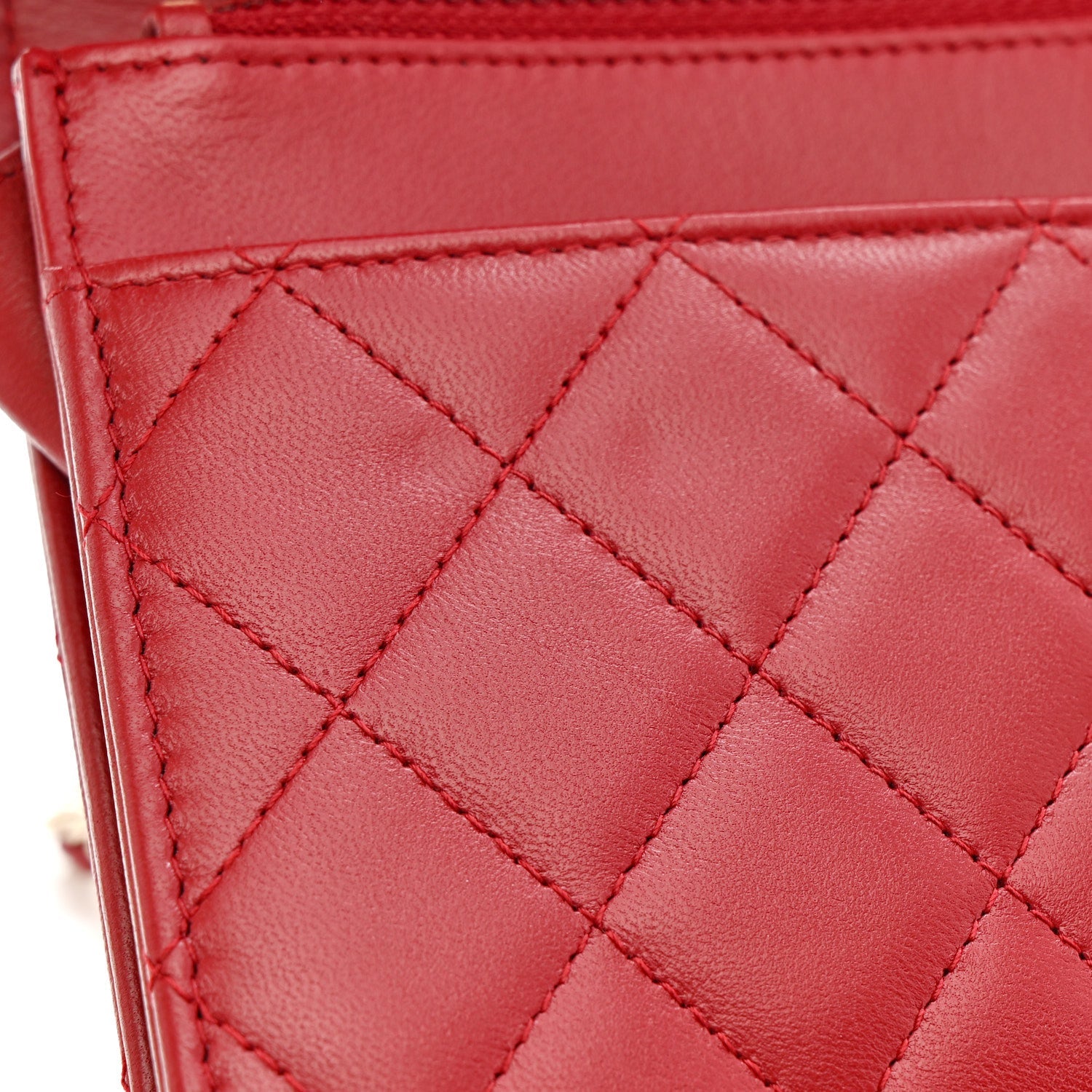 Chanel Lambskin Quilted Trendy CC Wallet On Chain WOC Red
