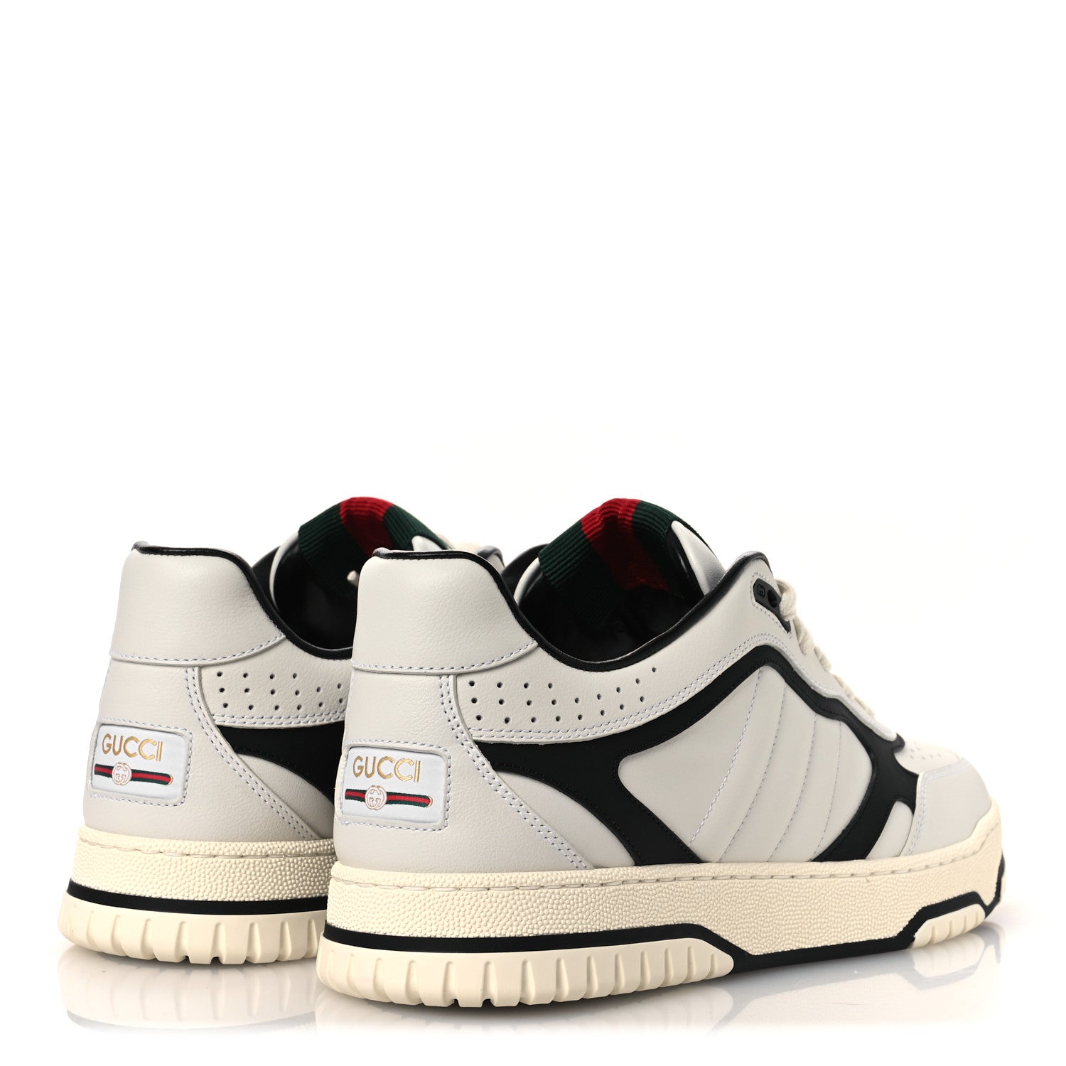 Gucci Sparrow Calfskin Mens Re-Web Sneakers 8 Green White Black