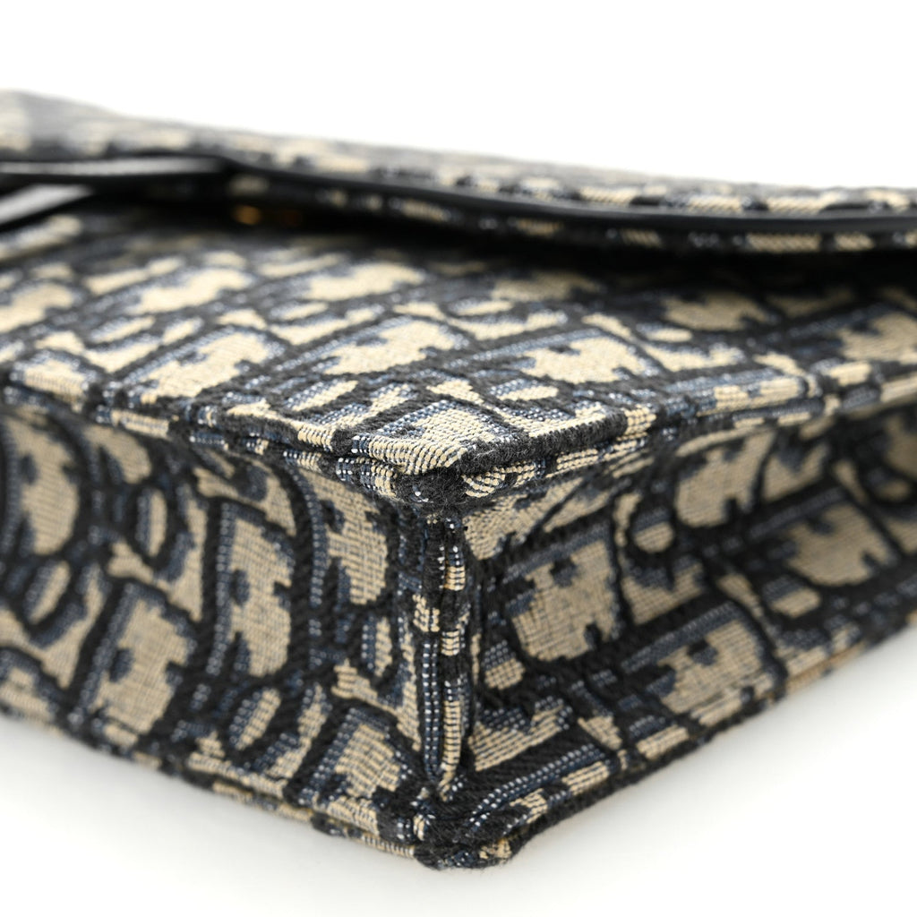 Christian Dior Oblique Saddle Chain Pouch Blue