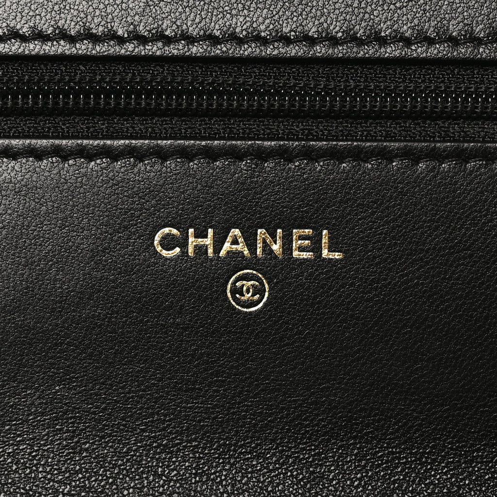 Chanel Lambskin Quilted Chanel 19 Wallet On Chain WOC Black