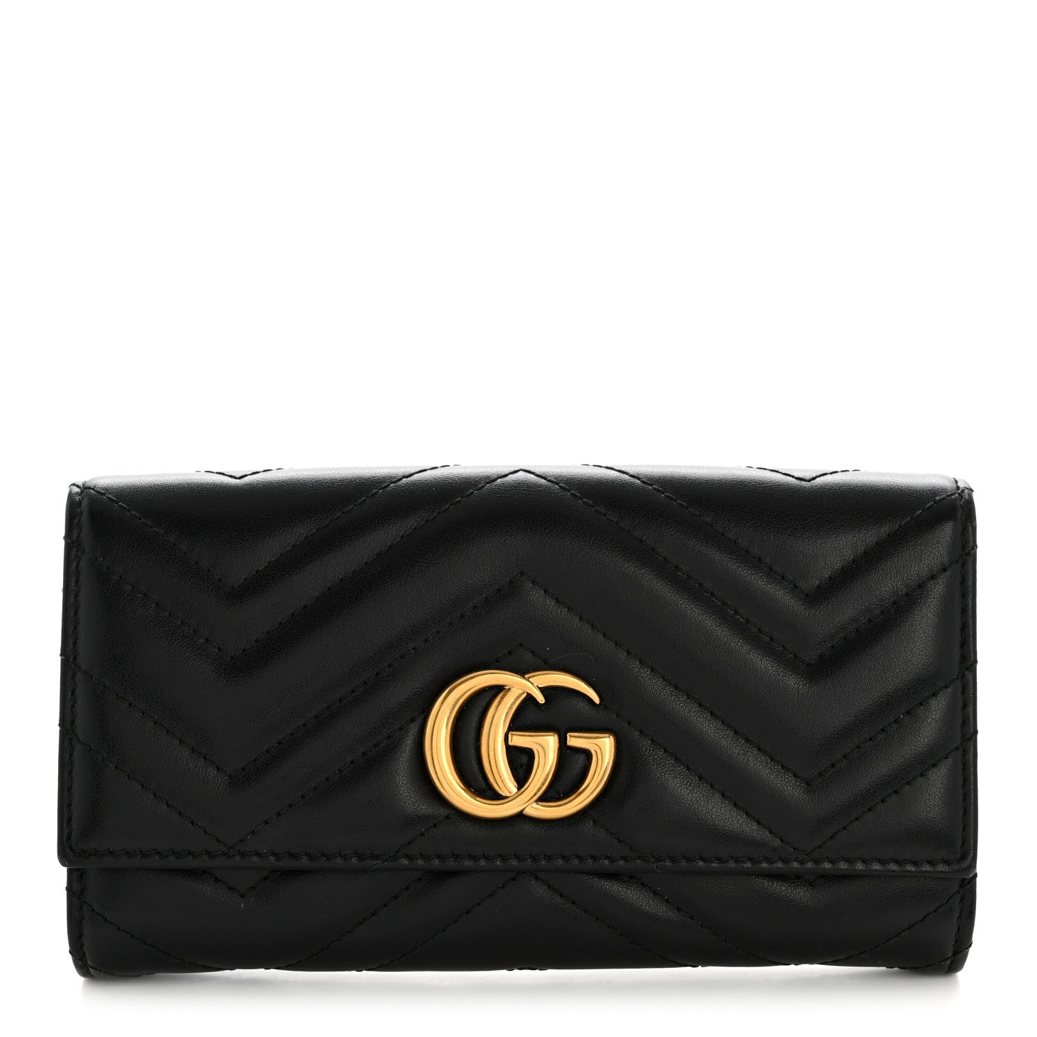Gucci Calfskin Matelasse GG Marmont Continental Wallet Black