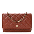 Chanel Lambskin Quilted Wallet On Chain WOC Brown