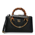 Gucci Textured Dollar Calfskin Web Small Diana Shoulder Bag Black Dusty Grey