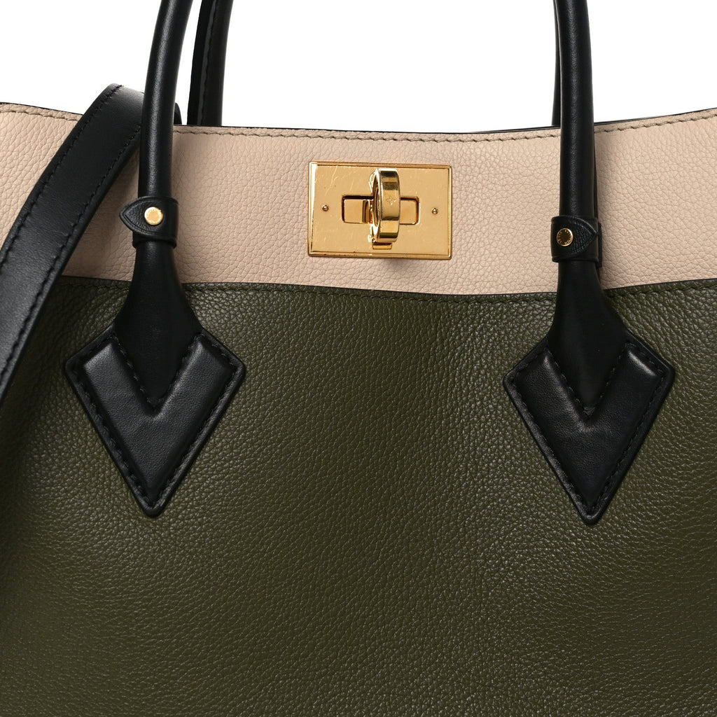Louis Vuitton Calfskin Monogram On My Side MM Laurier Green Toffee Latte Beige