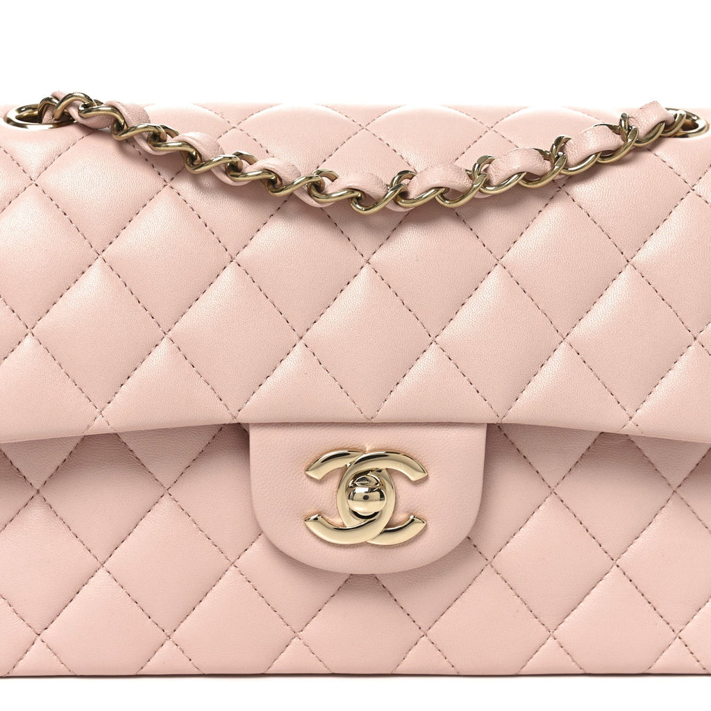 Chanel Lambskin Quilted Small Double Flap Light Pink