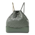 Chanel Aged Calfskin Quilted Small Gabrielle Backpack Green