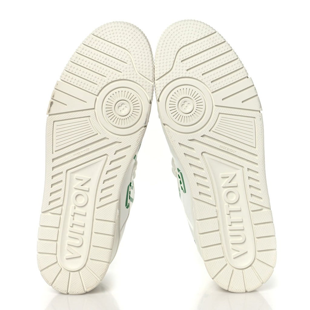 Louis Vuitton Mens LV Trainer Upcycling Sneakers 9 White Green