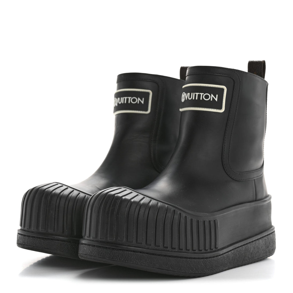 Louis Vuitton Calfskin Polar Flat Ankle Boots 38 Black