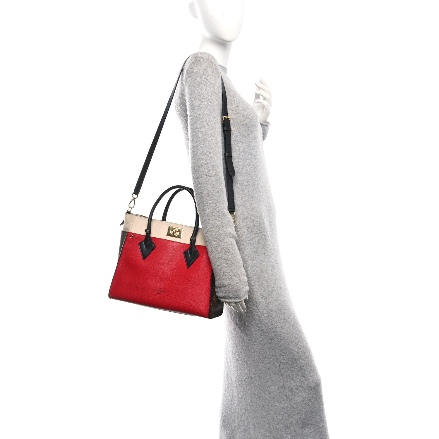 Louis Vuitton Calfskin Monogram On My Side Pirate Red